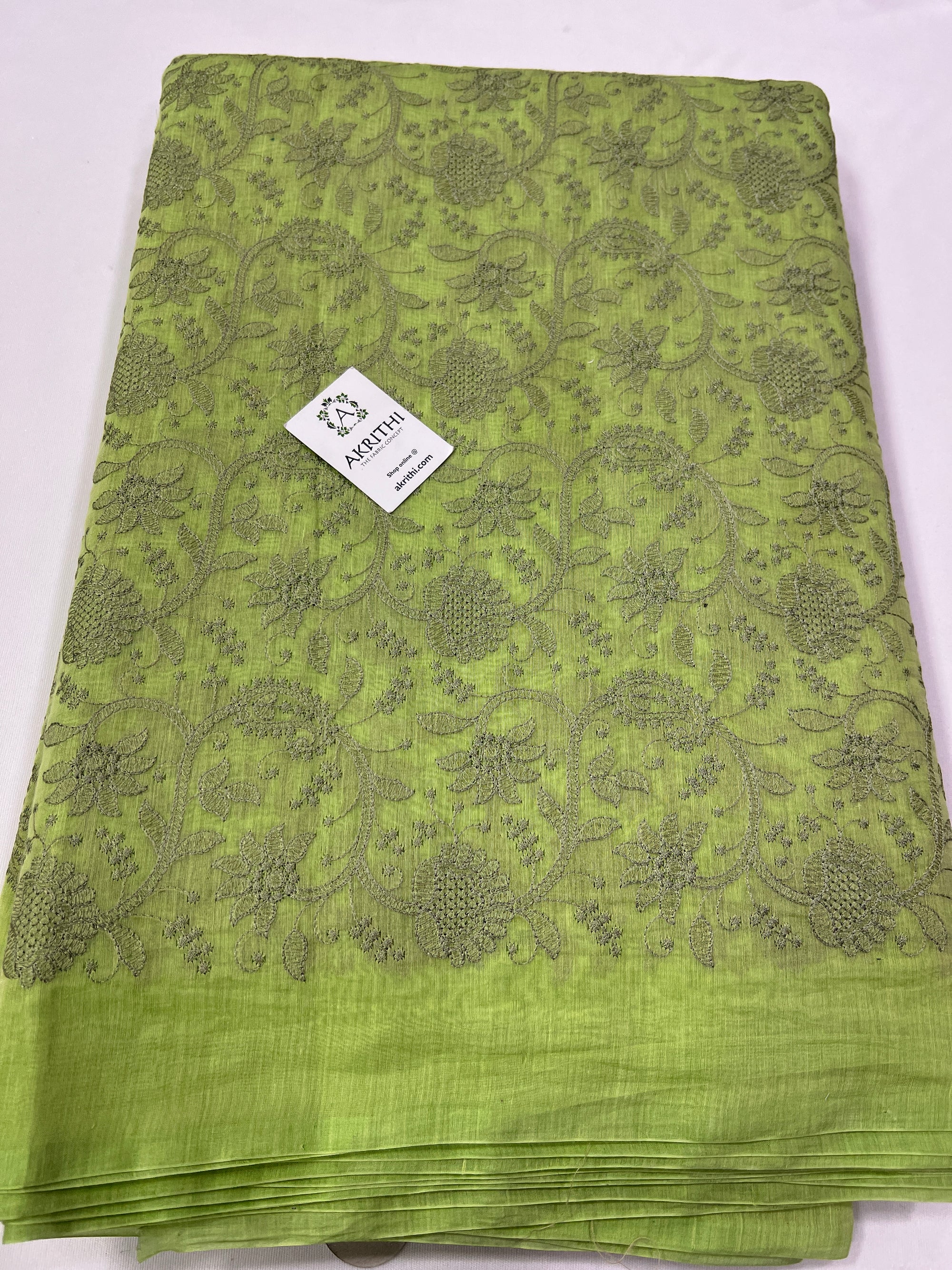 HANDLOOM MUL CHANDERI EMBROIDERED FABRIC