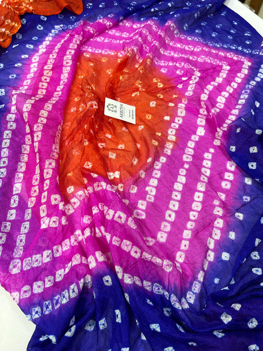 Bandhani hand dyed silk dupatta