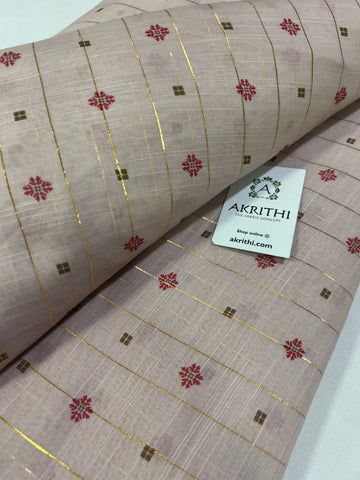 Digital printed munga cotton fabric with Zari lines