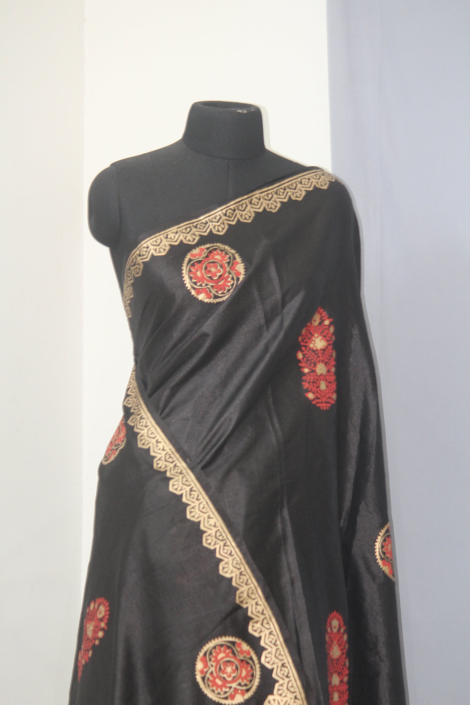 Pure Tussar  silk saree with block print