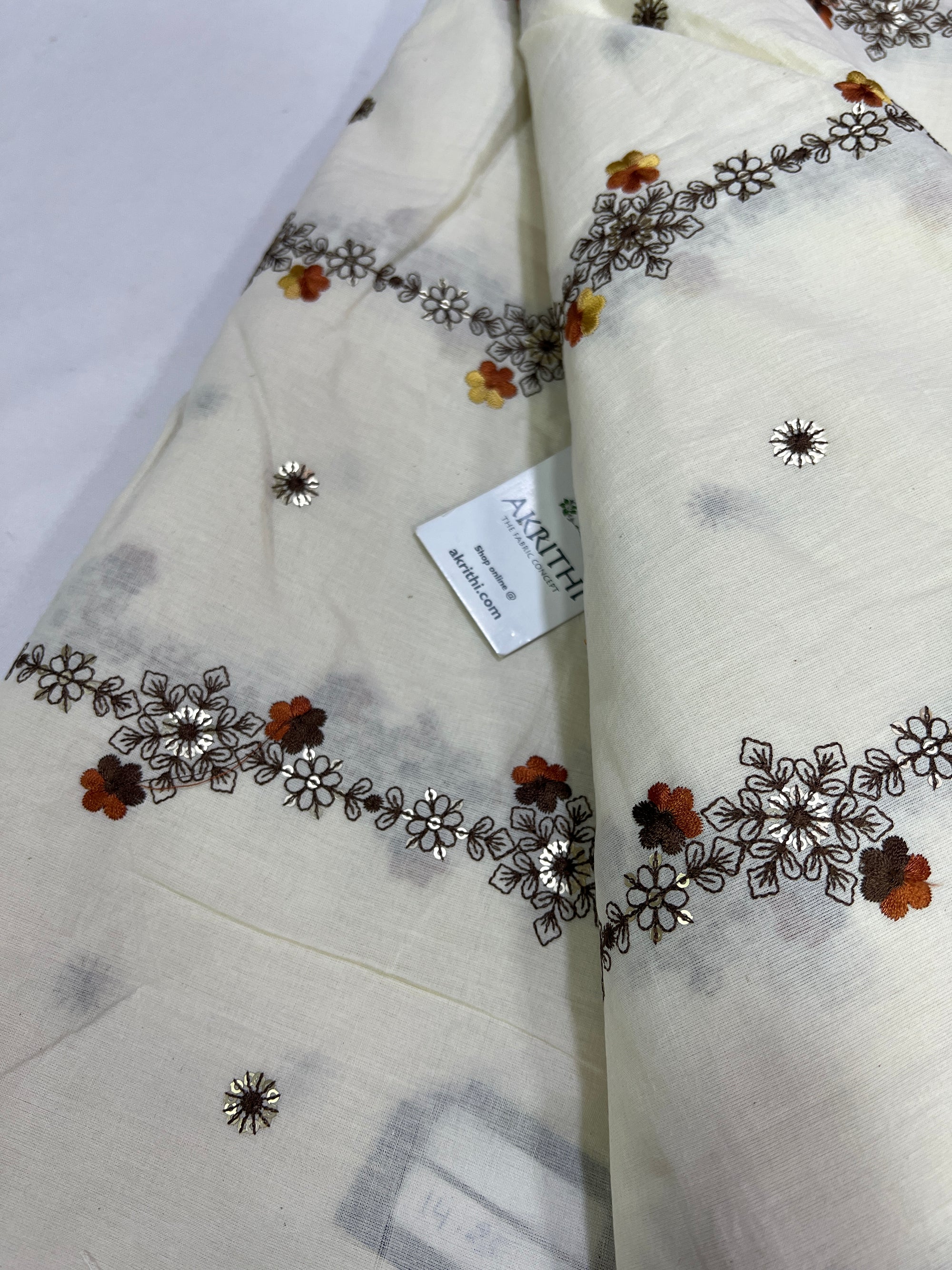 Pure cotton embroidered fabric