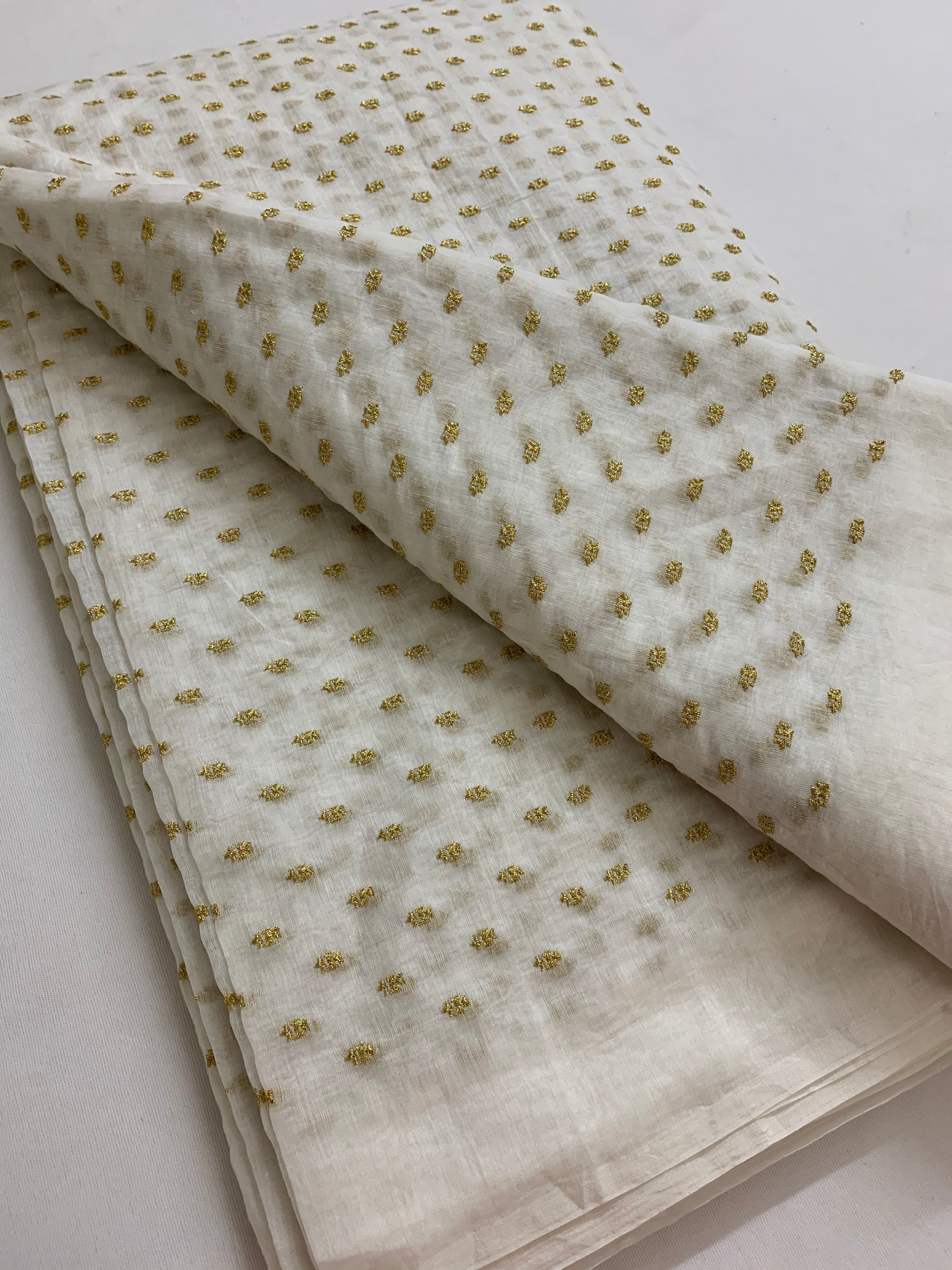 HANDLOOM MUL CHANDERI EMBROIDERED FABRIC