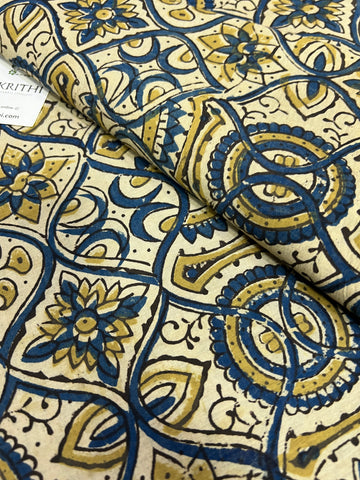 Hand block Printed ajrakh pure cotton fabric