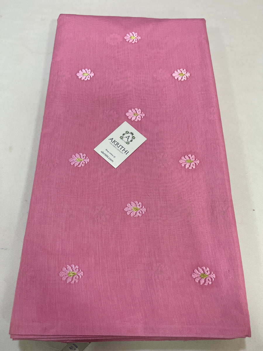 Chanderi embroidered fabric