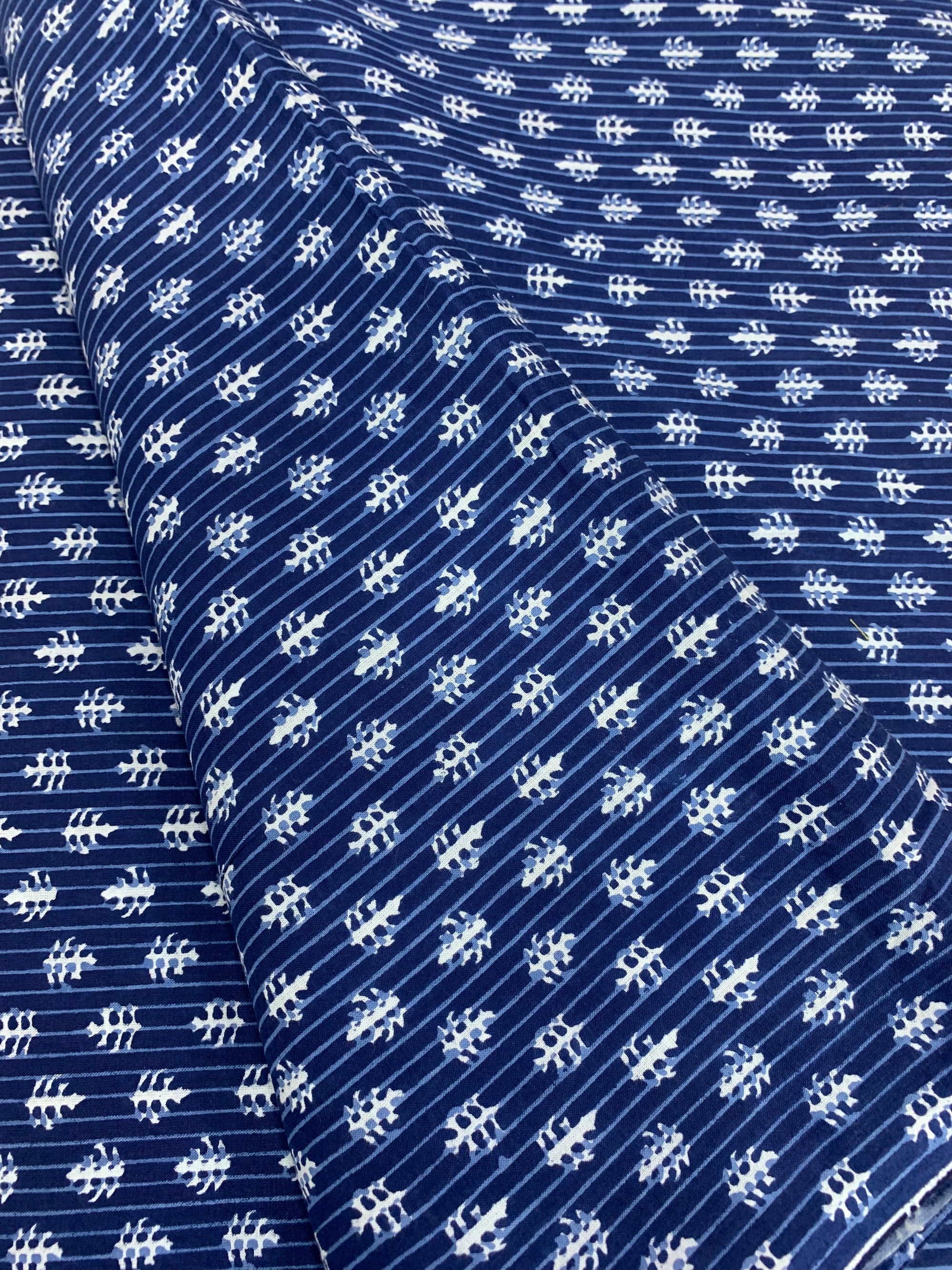 Printed indigo pure cotton fabric