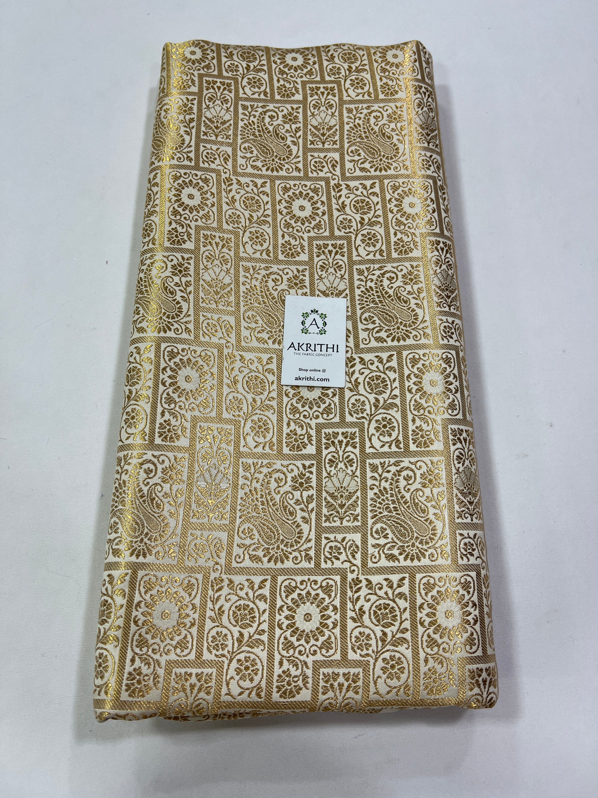 Banarasi brocade fabric off white