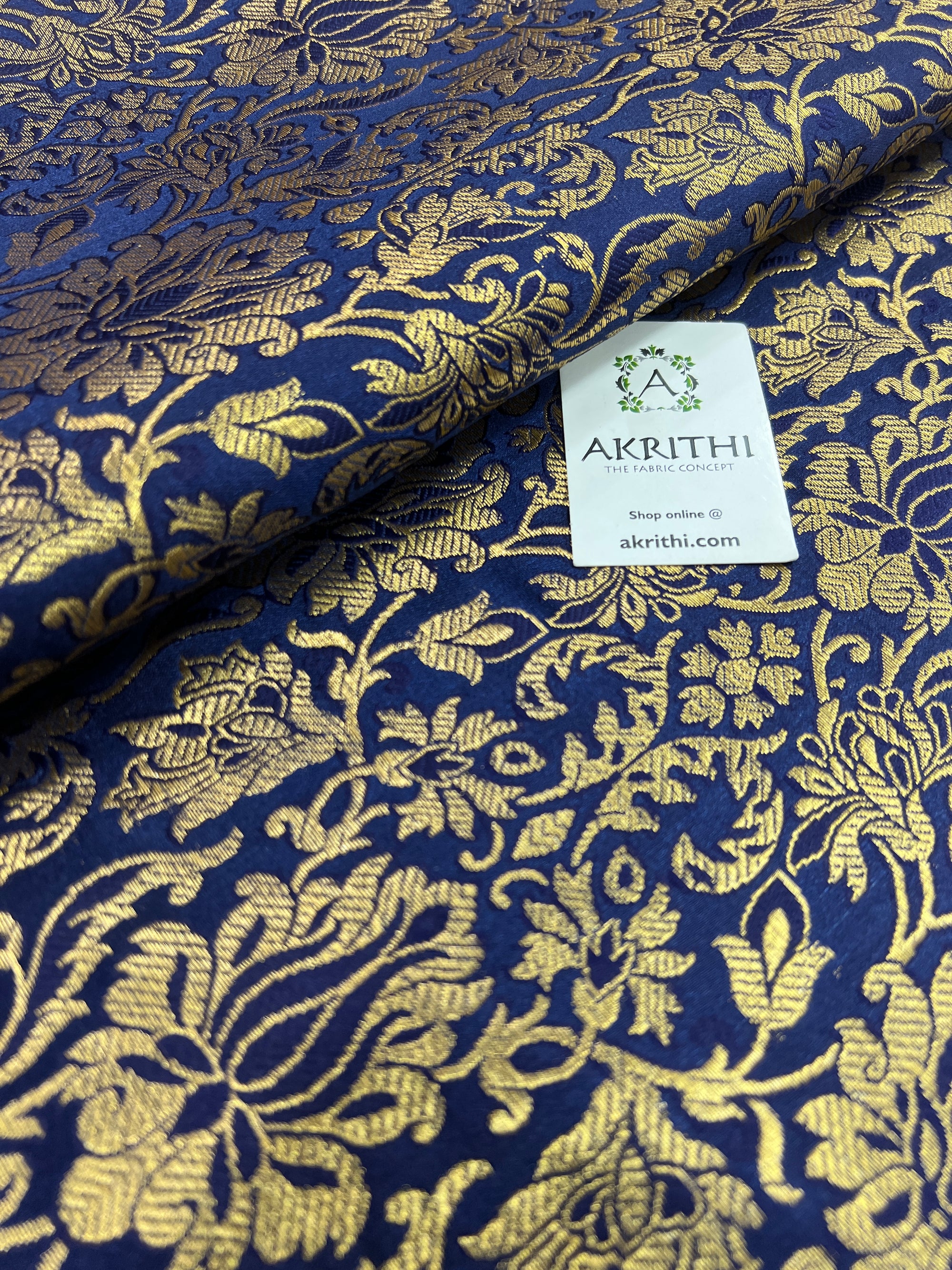 Banarasi brocade fabric navy blue