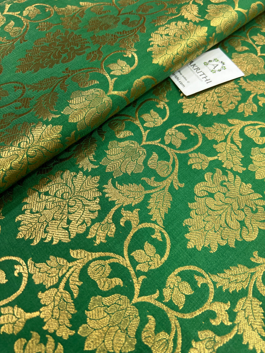 Banarasi brocade fabric green