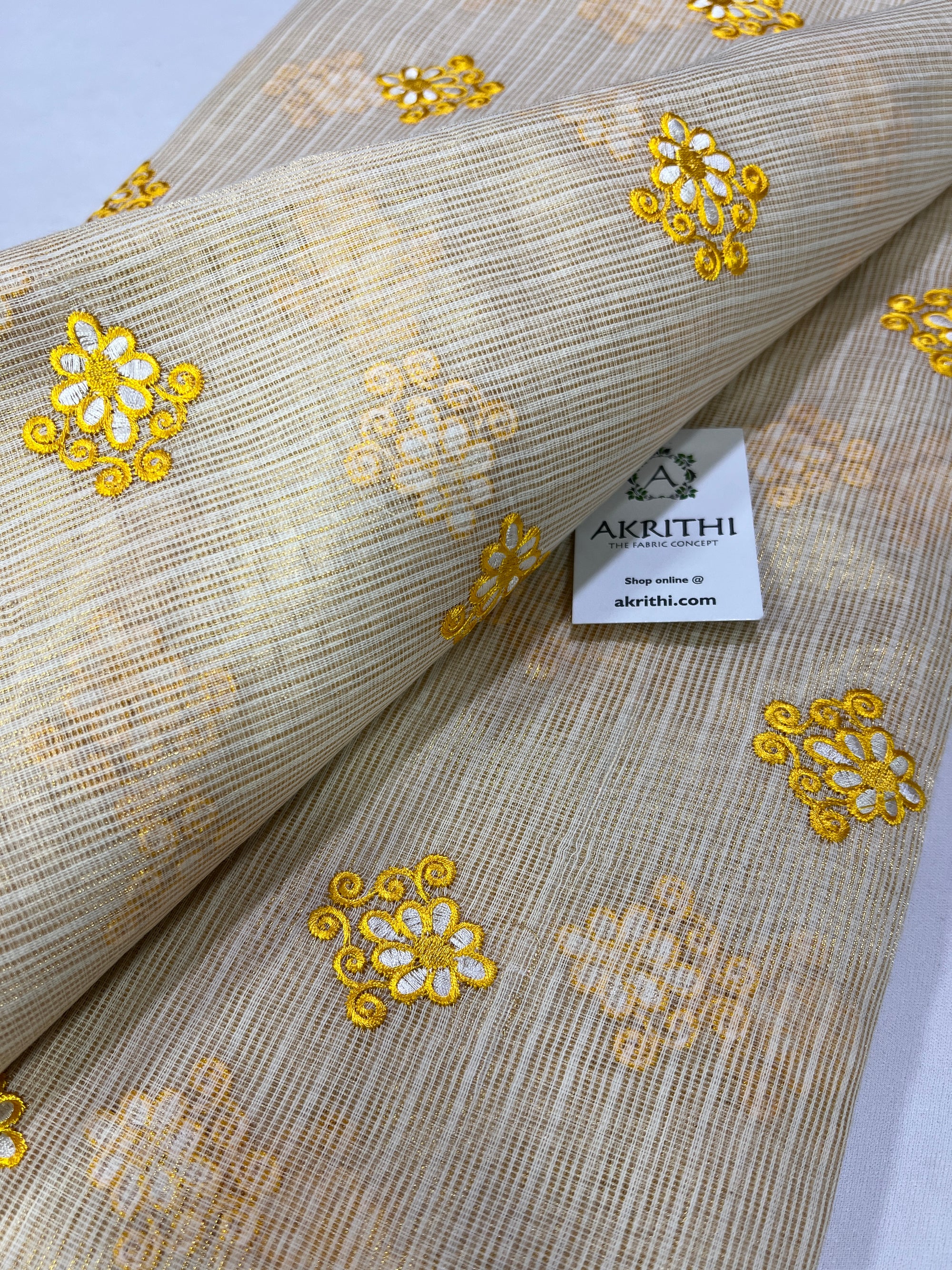 Pure Kota tissue embroidered fabric