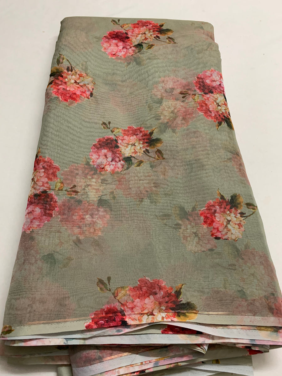 Digital floral Printed organza fabric