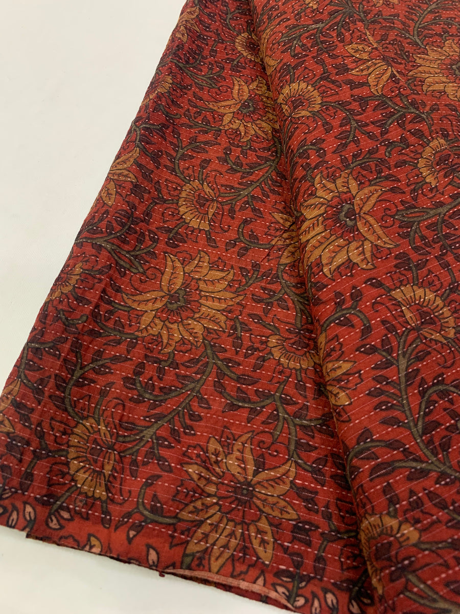 Hand block Kalamkari Printed Kantha pure cotton fabric