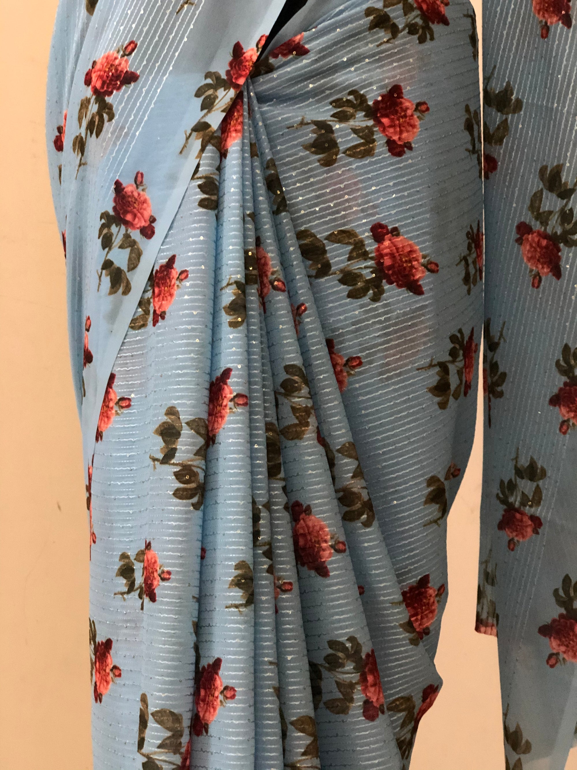 Embroidery on georgette saree