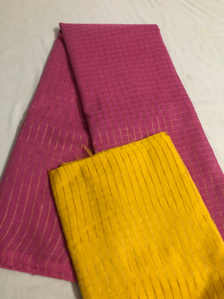 Silk cotton zari checks saree