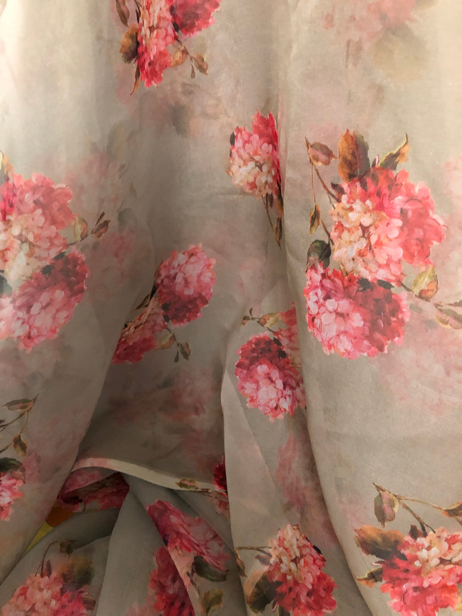 Digital floral Printed organza fabric 70 cms