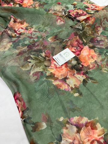 Digital floral Printed organza fabric 50 centimetres cut