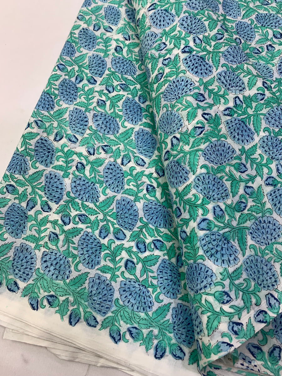 Hand Block Printed pure mul cotton fabric