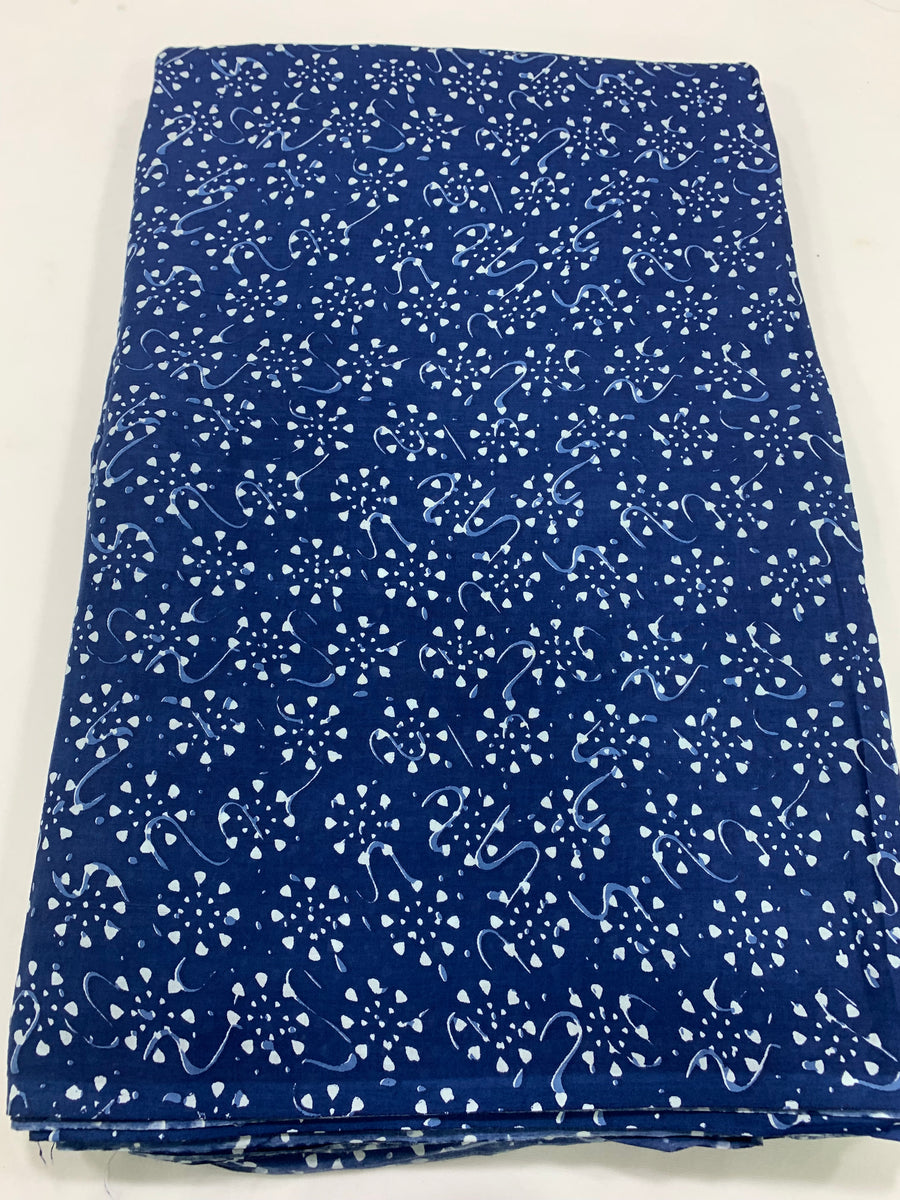 Printed indigo pure cotton fabric