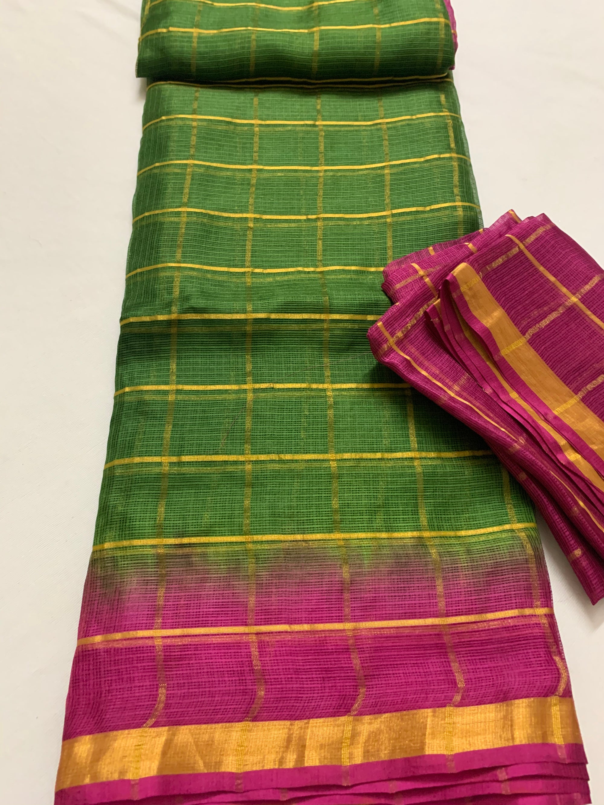 Pure kota silk saree with zari checks