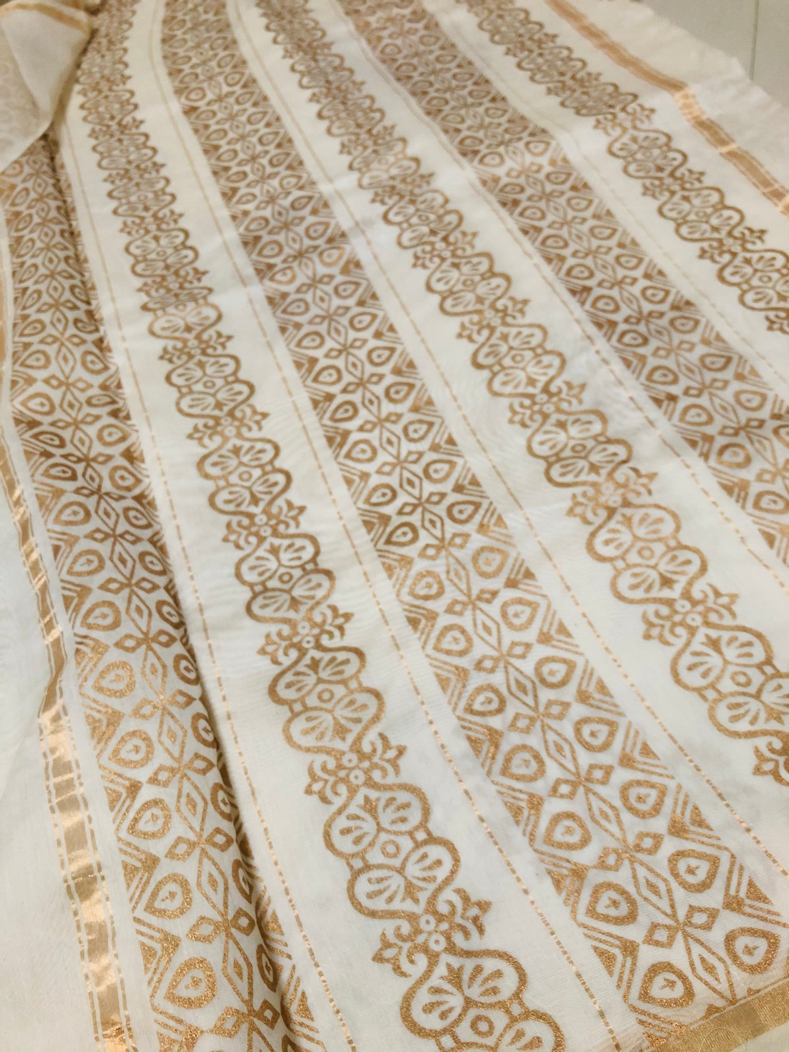 Block printed Pure chanderi saree