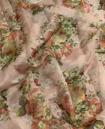 Digital floral Printed organza fabric