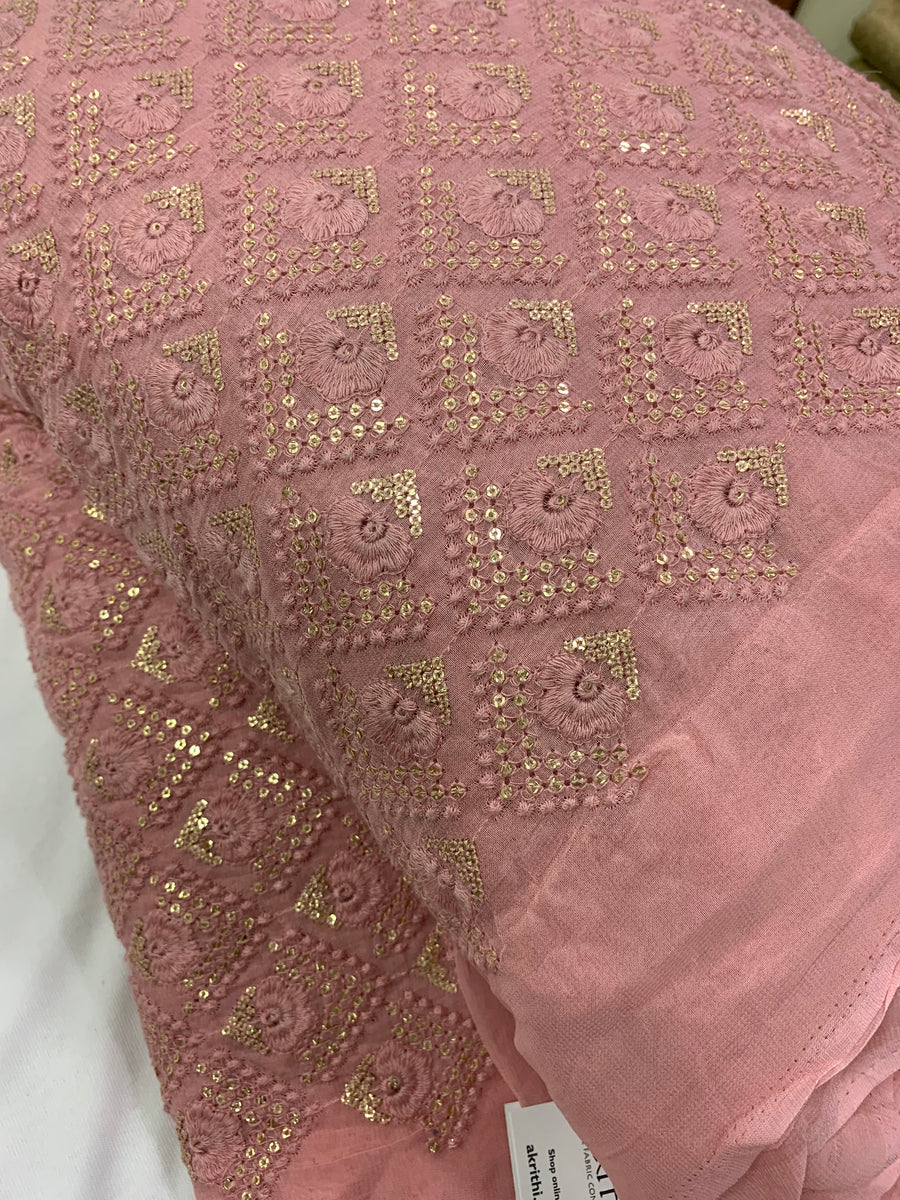 Embroidery on pure georgette fabric