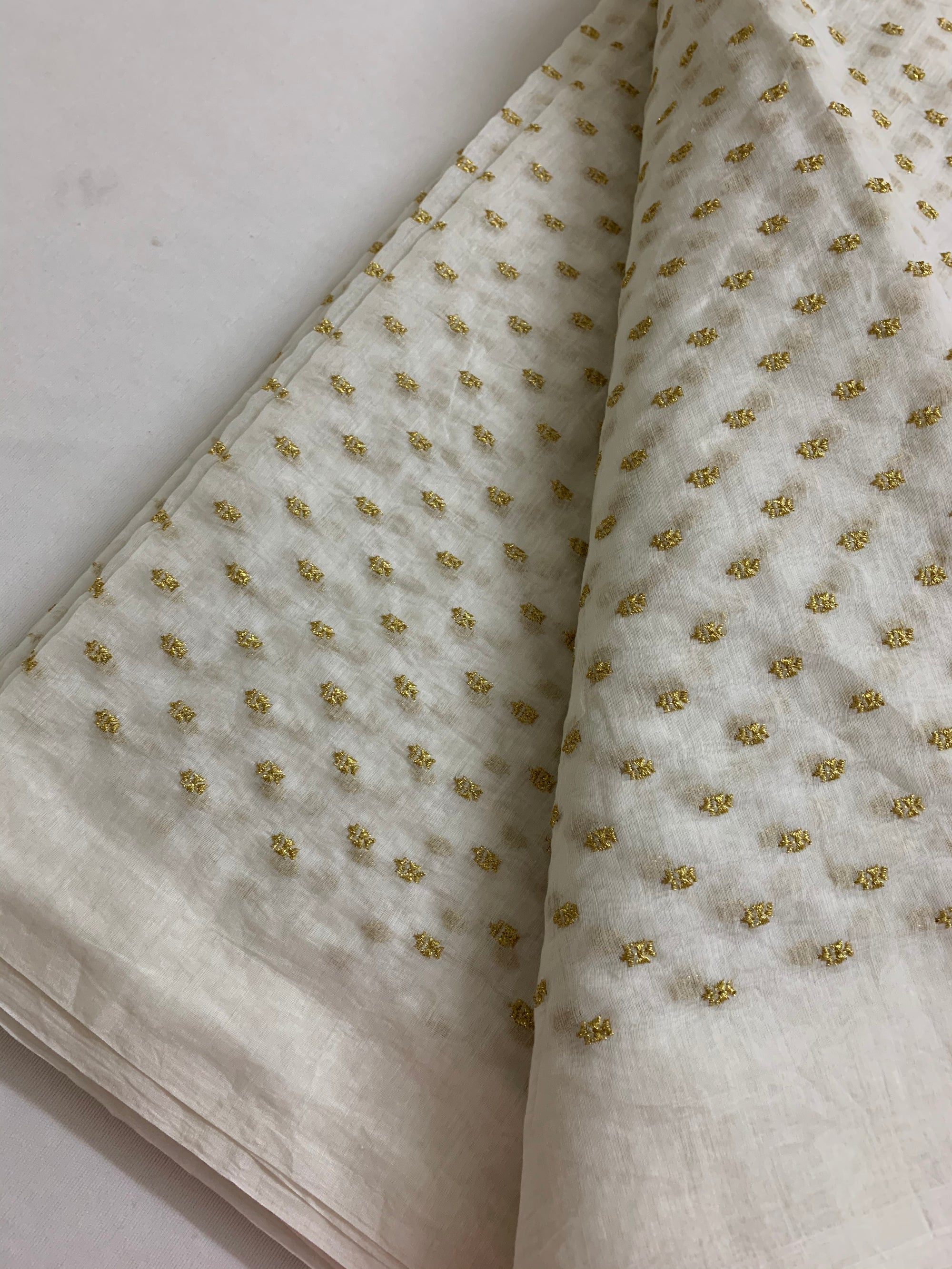 HANDLOOM MUL CHANDERI EMBROIDERED FABRIC