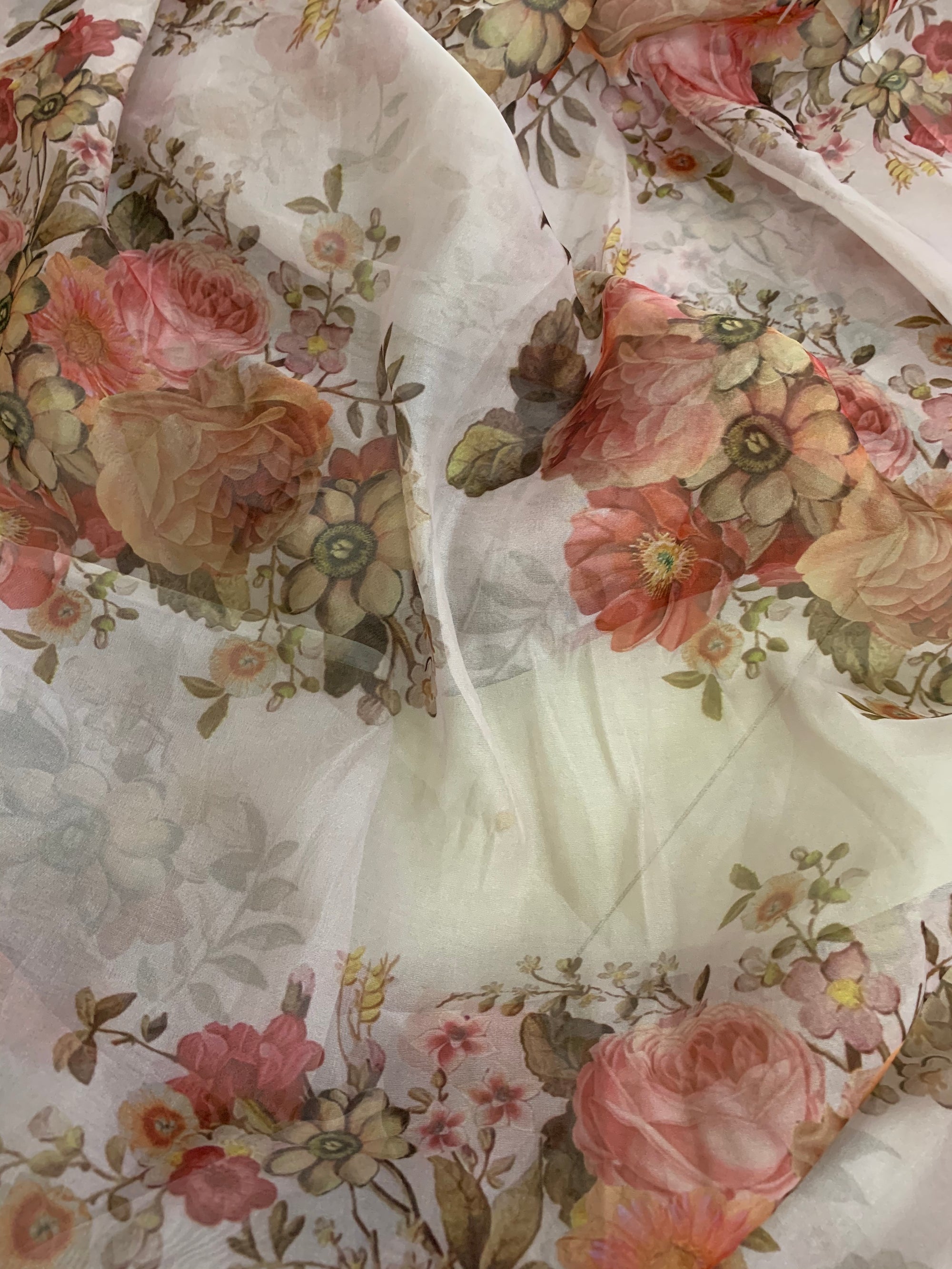 Digital floral Printed organza fabric