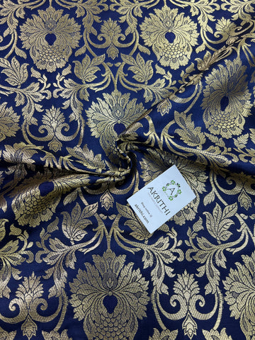 Banarasi brocade fabric navy blue