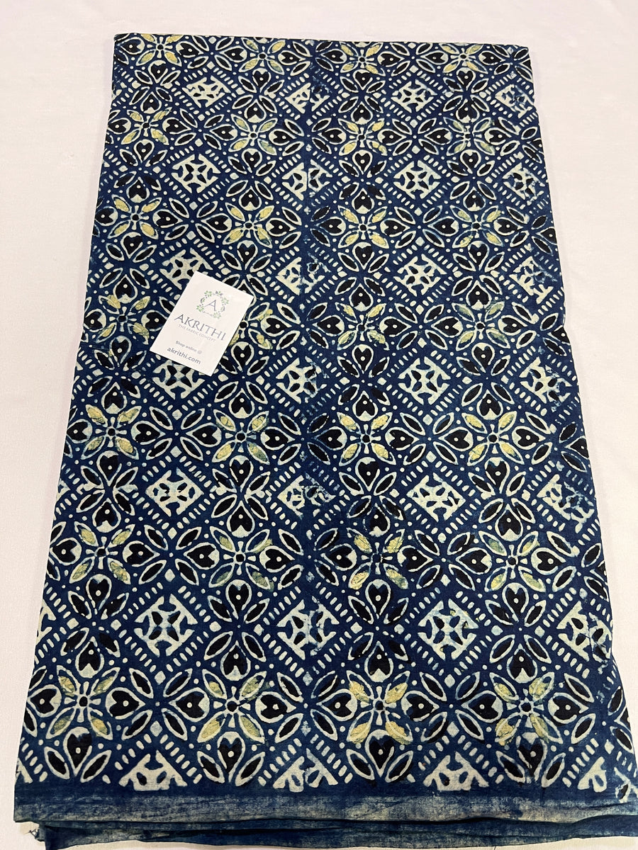 Hand block Printed ajrakh pure cotton fabric