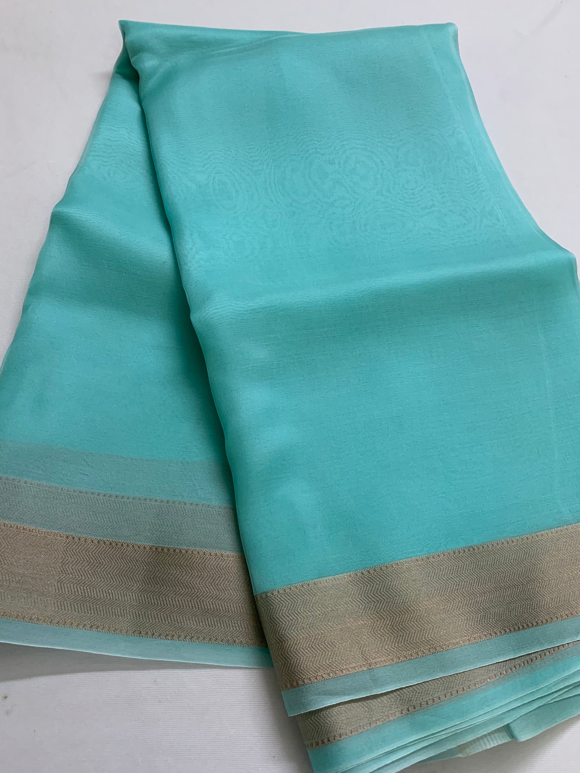 Pure silk organza saree with zari border