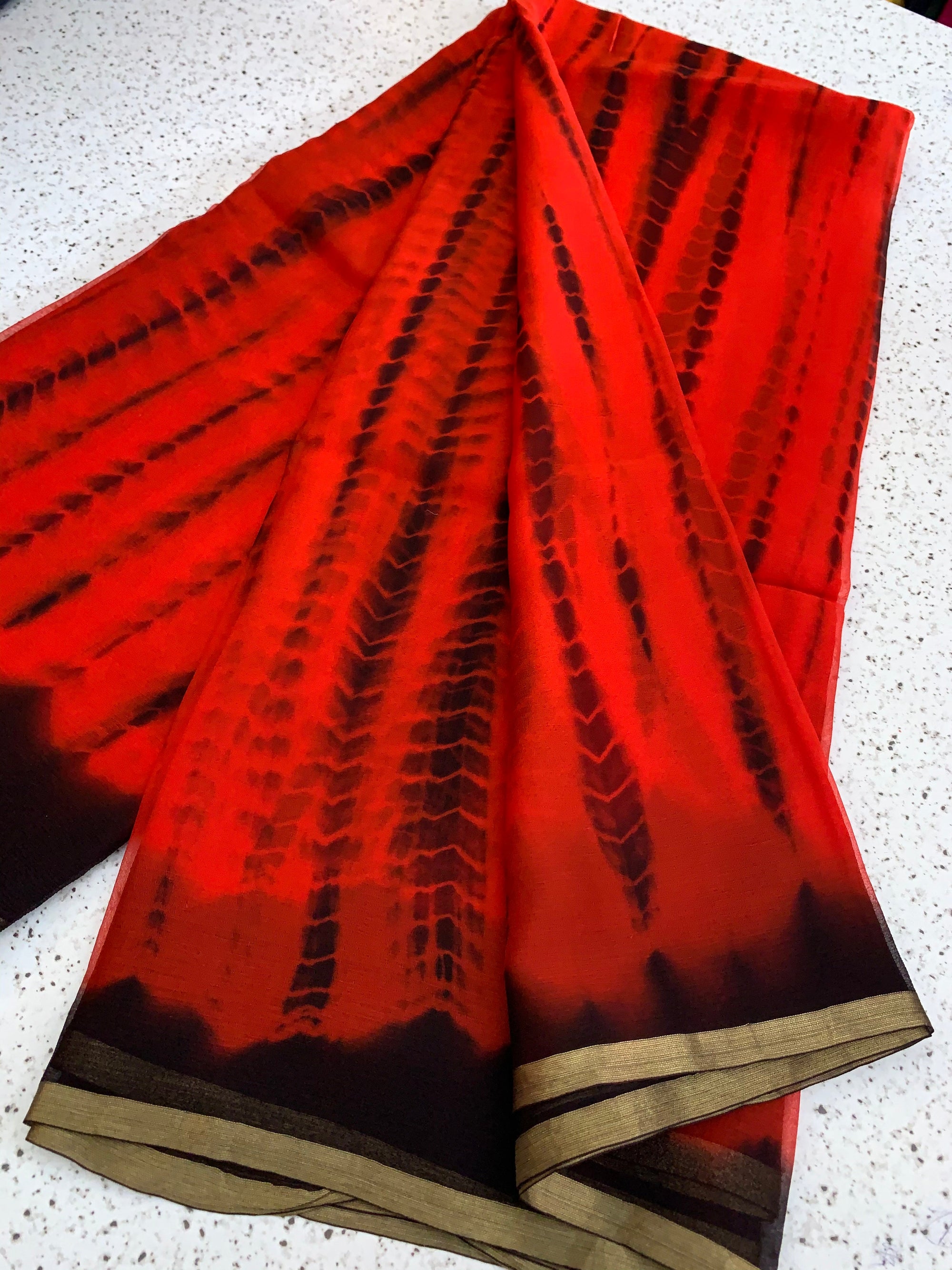 PURE CHIFFON SHIBORI TIE AND DYE SAREE