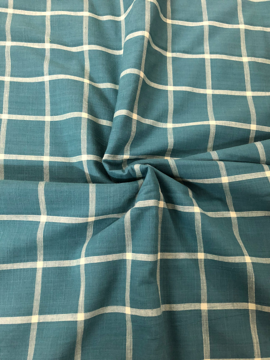 Checkered mercerised cotton fabric
