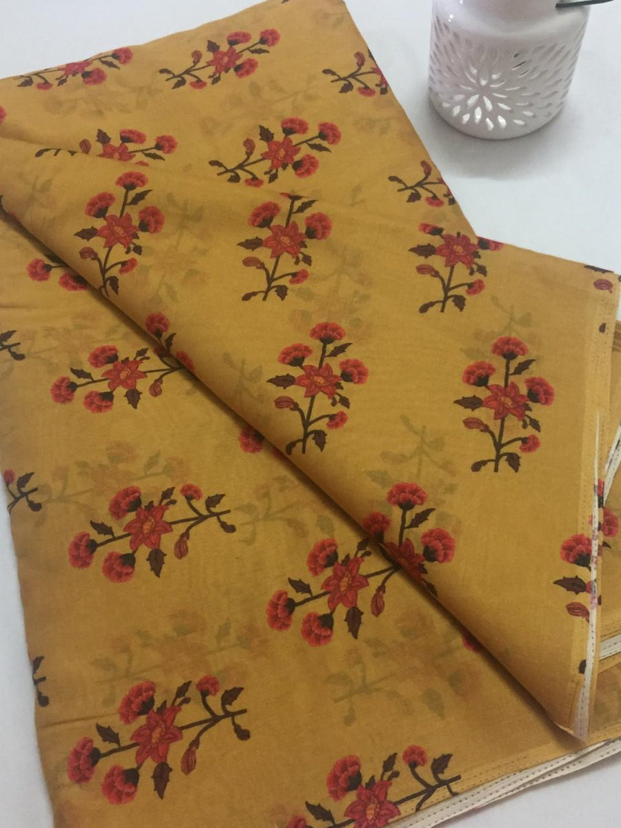 Printed mul cotton fabric