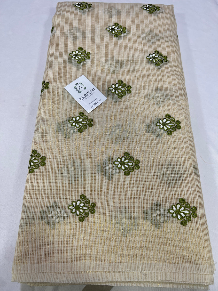 Pure Kota tissue embroidered fabric