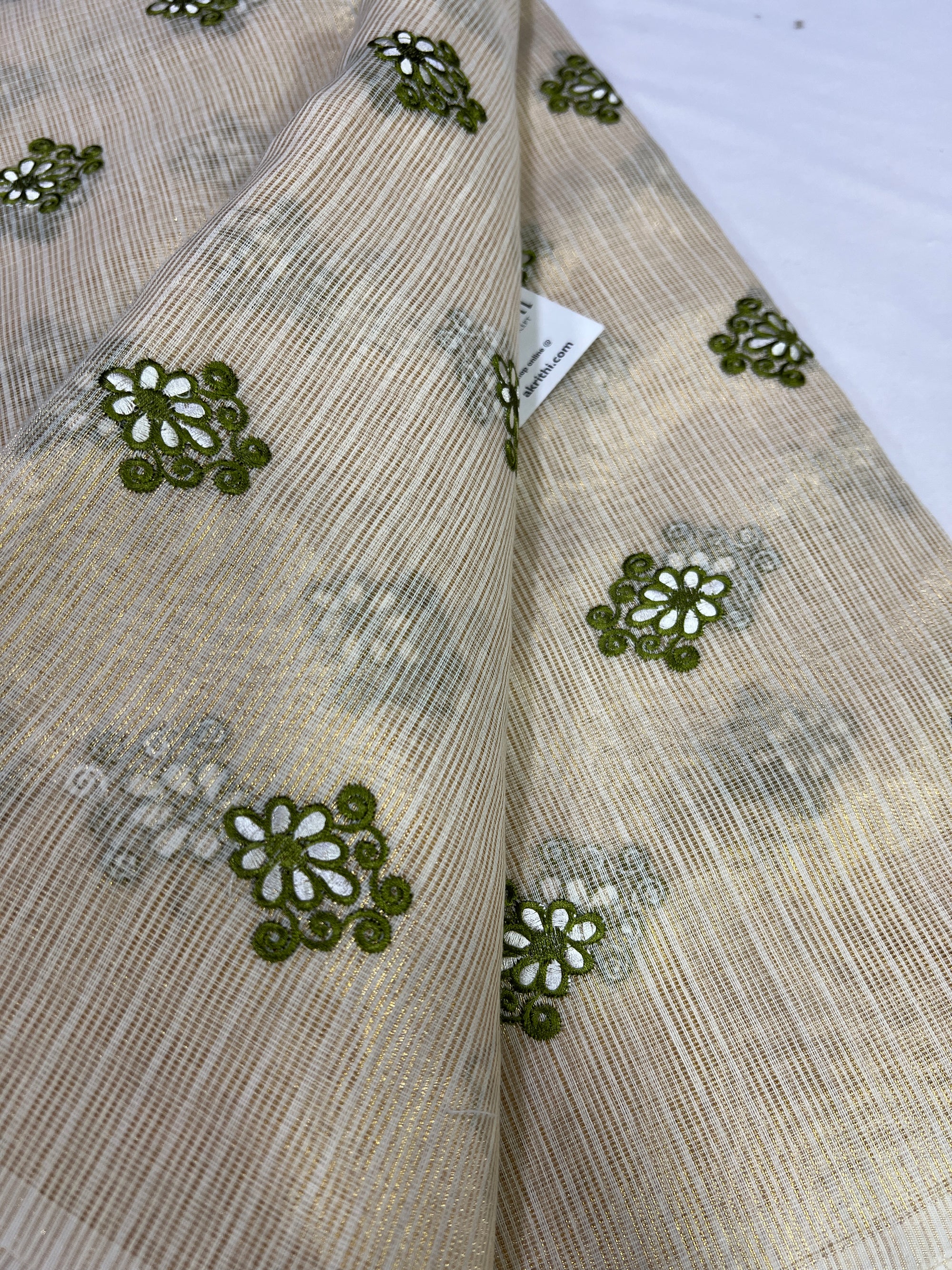 Pure Kota tissue embroidered fabric