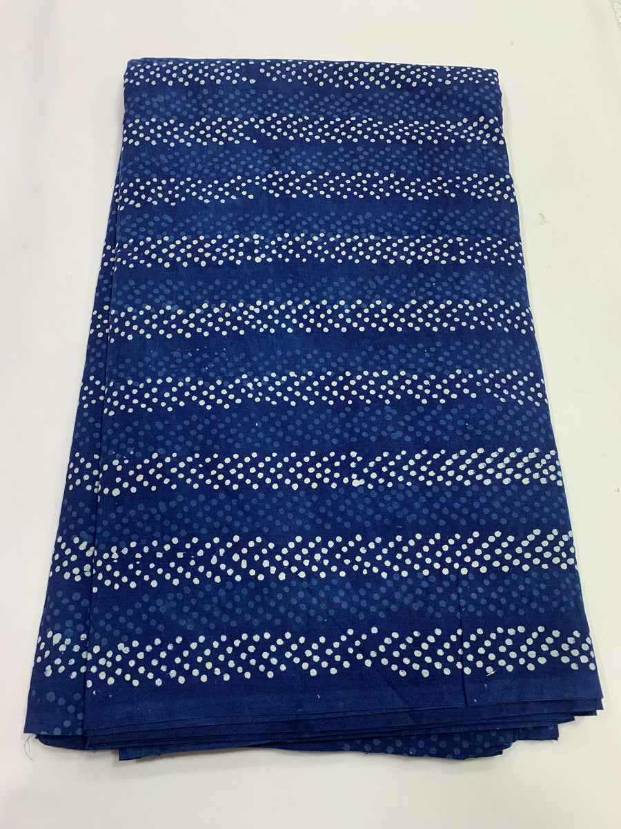 Indigo hand block pure cotton fabric