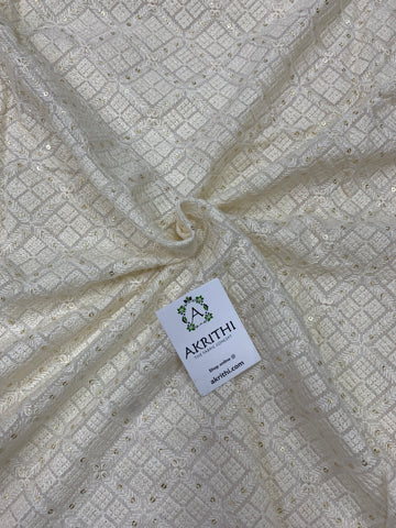 Embroidery on dyeable pure georgette fabric