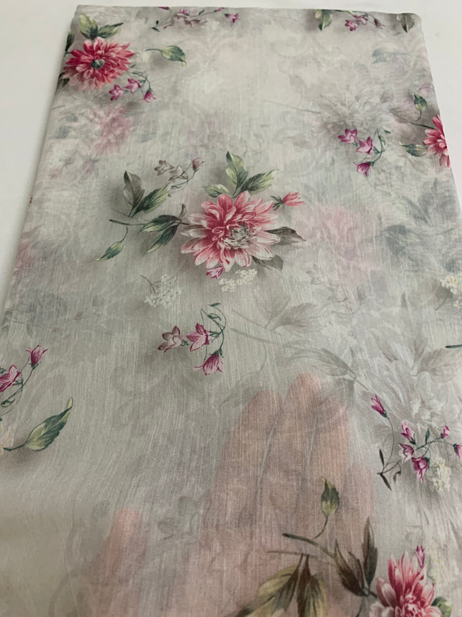 Floral Printed Pure silk cotton fabric