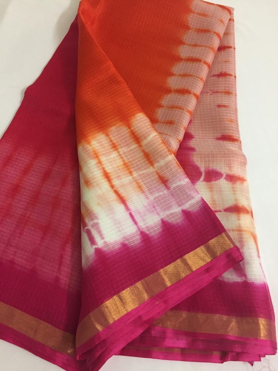 Tie and dye pure kota silk saree