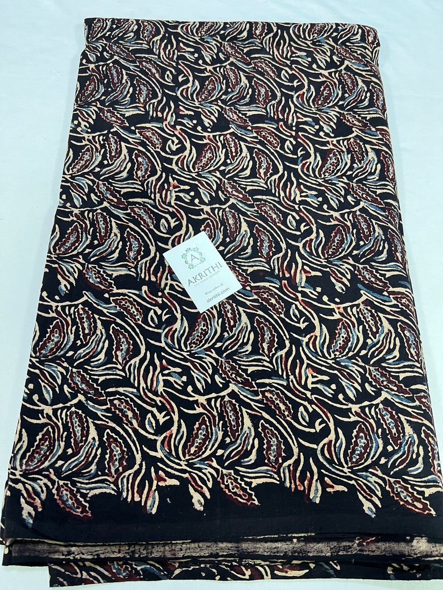 Hand block Printed ajrakh pure cotton fabric