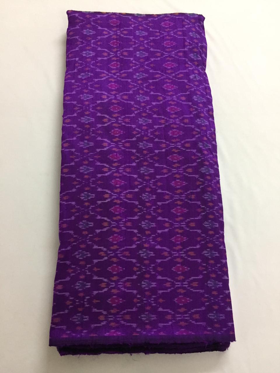 Handloom Ikat pure dupion raw silk kurta fabric