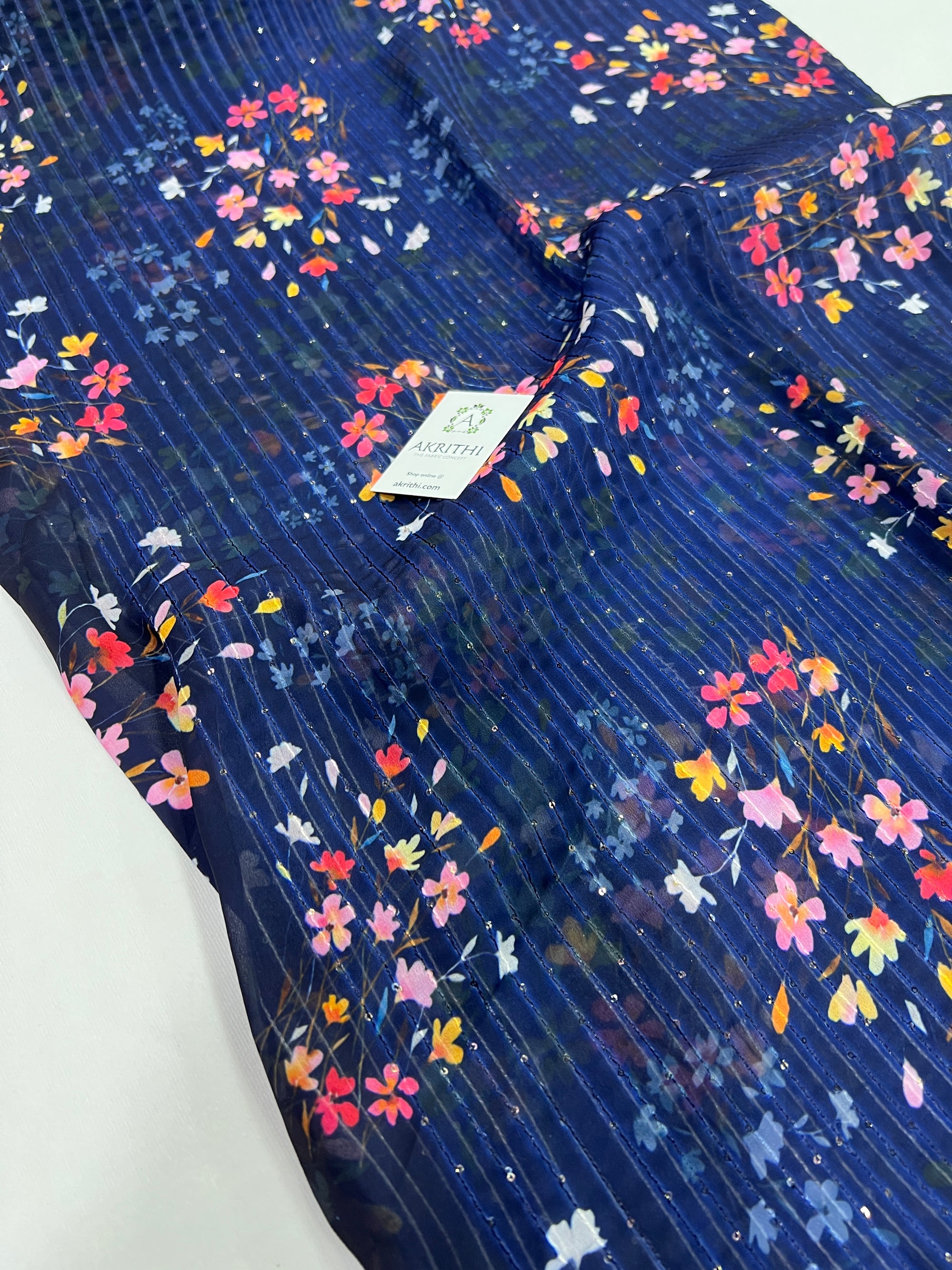 Digital printed georgette fabric with sequins work