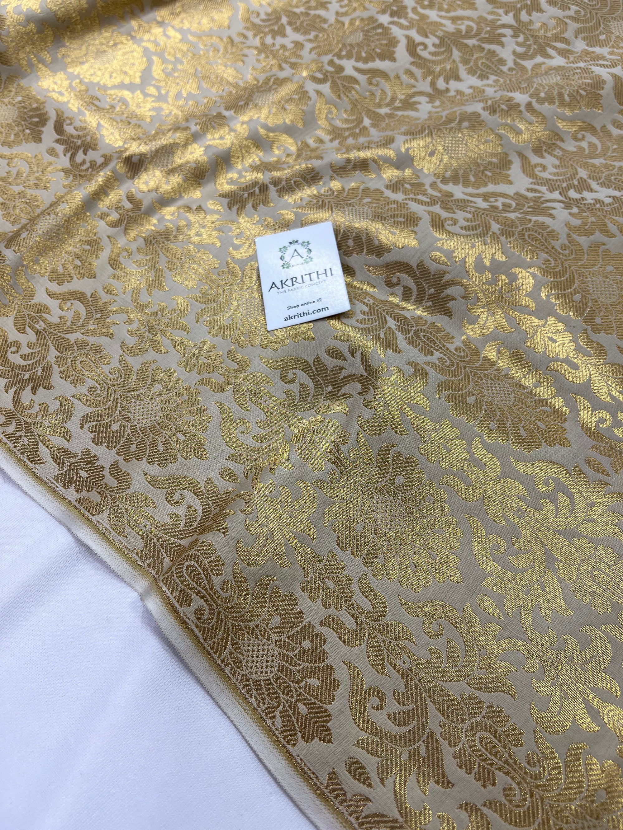 Banarasi brocade fabric beige