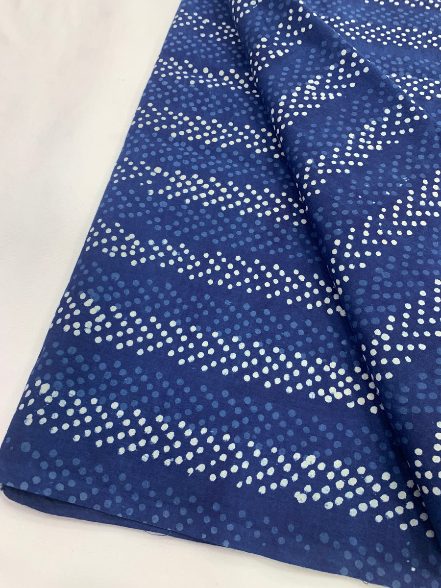 Indigo hand block pure cotton fabric