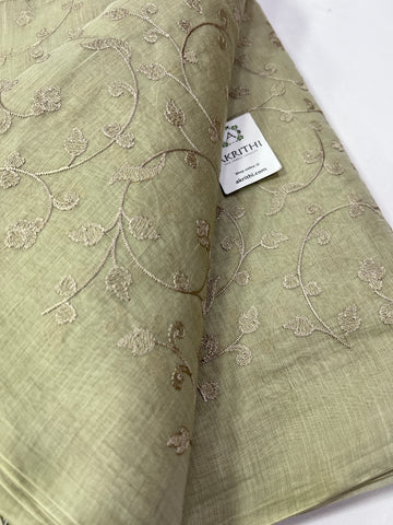 HANDLOOM MUL CHANDERI EMBROIDERED FABRIC