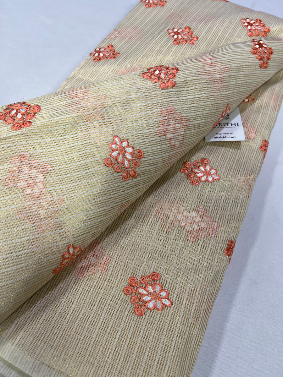 Pure Kota tissue embroidered fabric