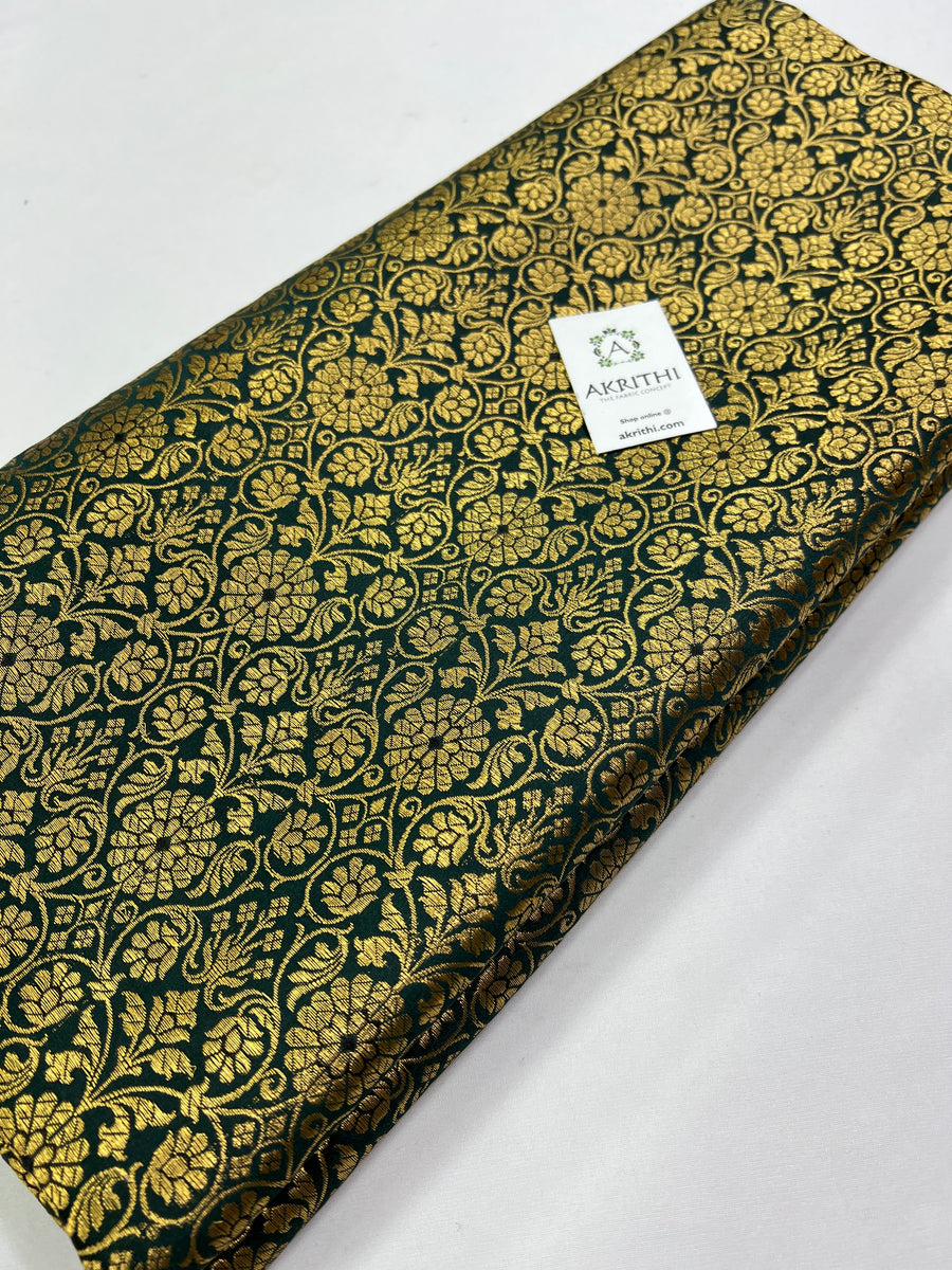 Banarasi brocade fabric green