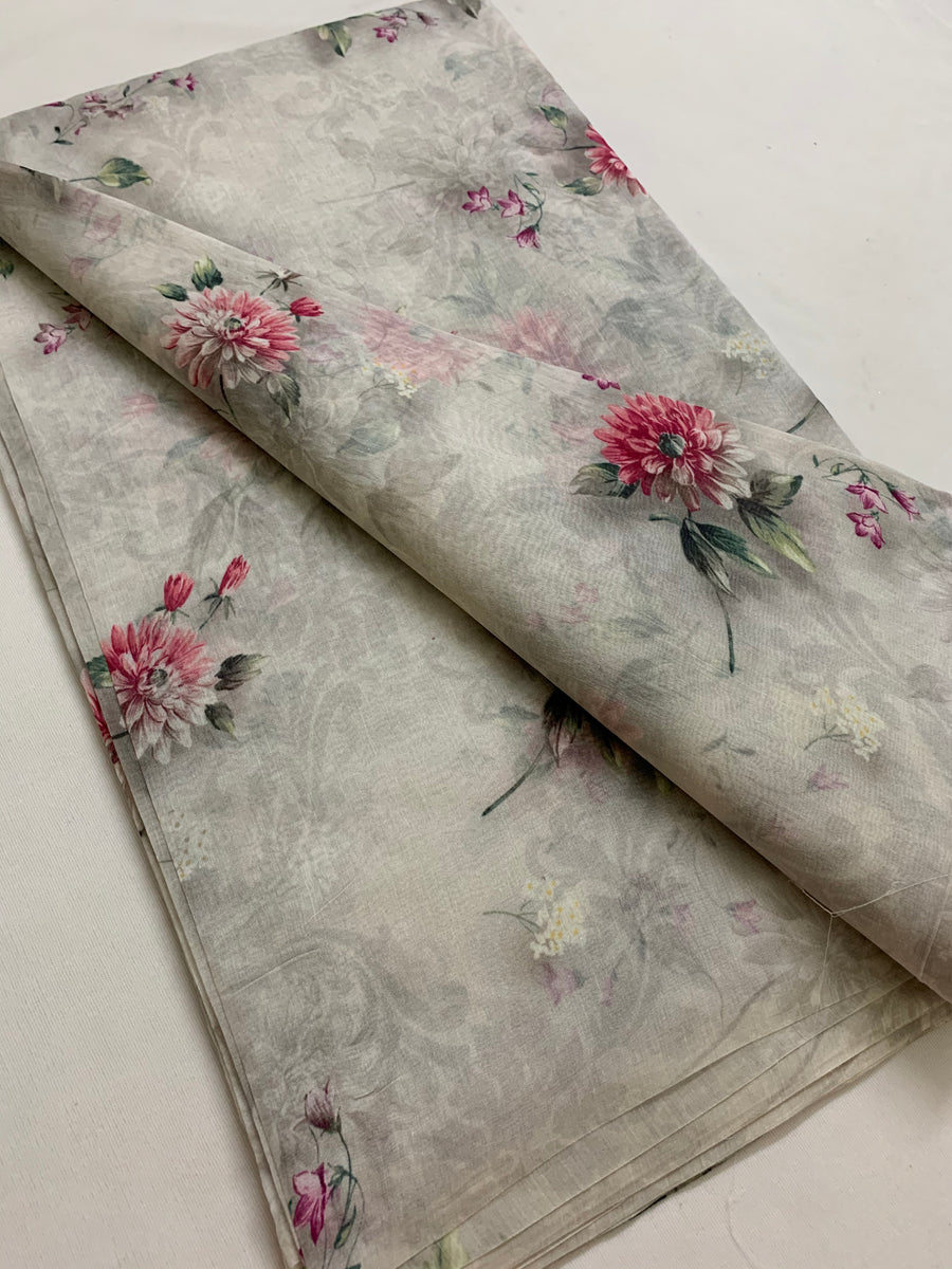 Floral Printed Pure silk cotton fabric