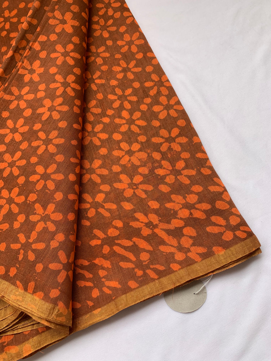 Handloom Printed pure linen silk fabric 90 cms cut