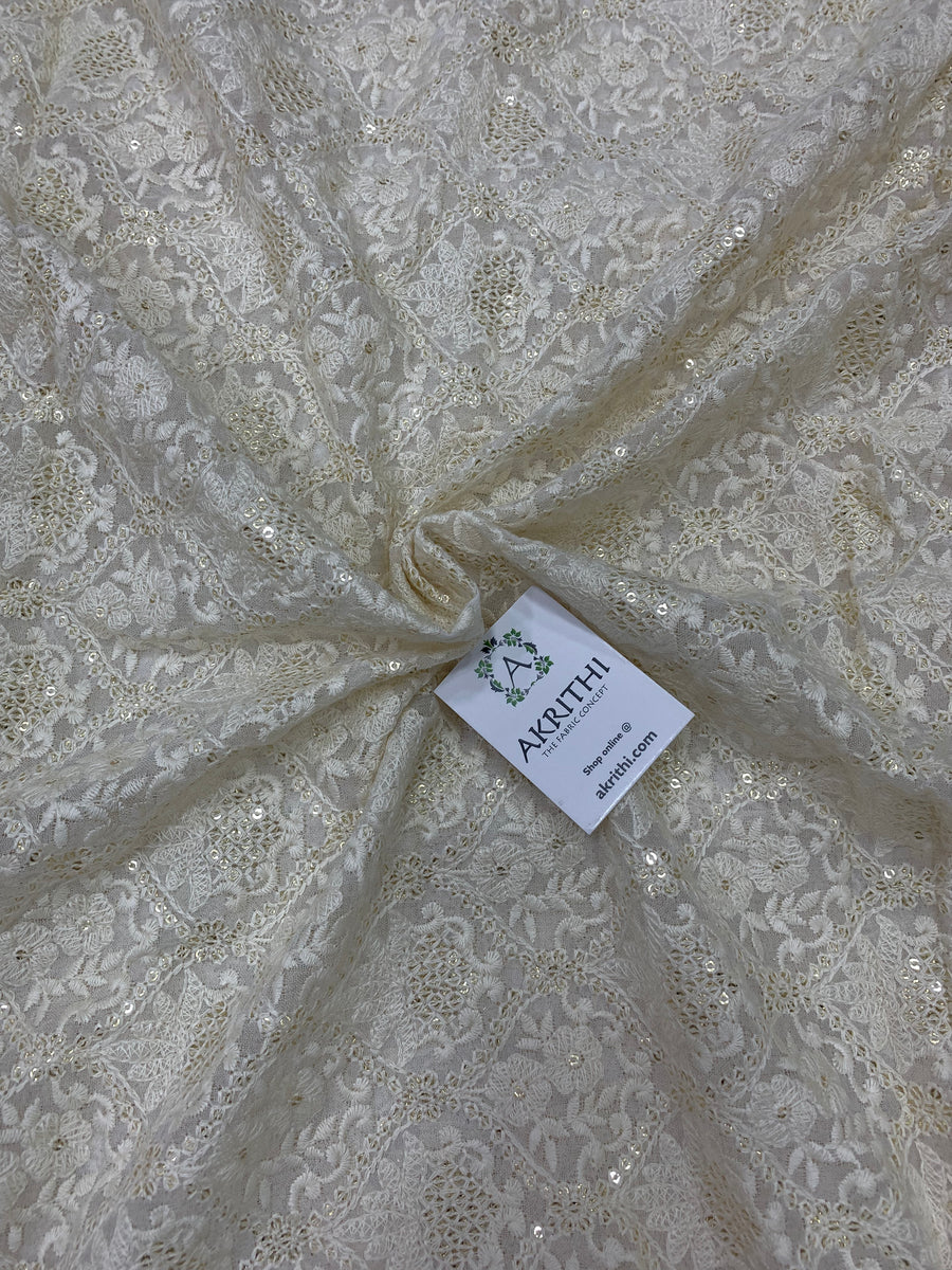 Embroidery on dyeable pure georgette fabric